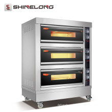 Equipo de cocina de hotel comercial certificado ShineLong FBK-306DE CE 3 Cubiertas de horno de gas de panadería